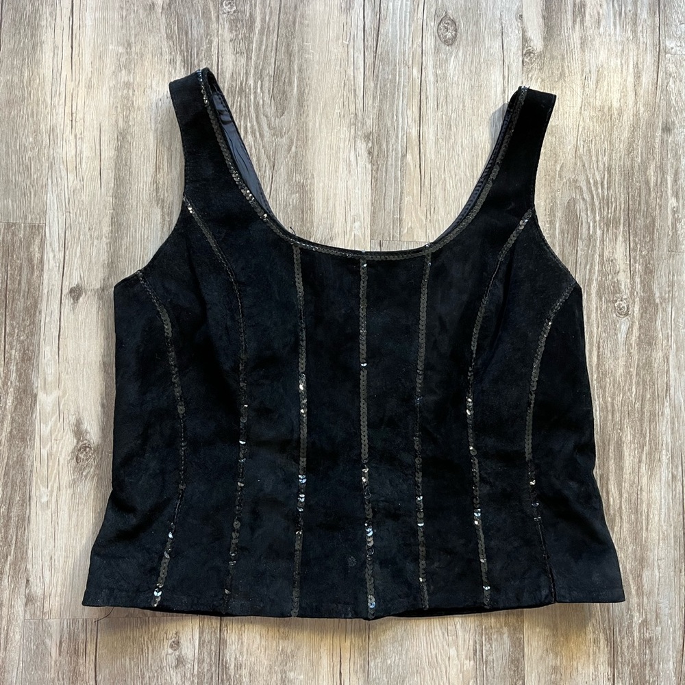 Danier suede black sparkle tank top